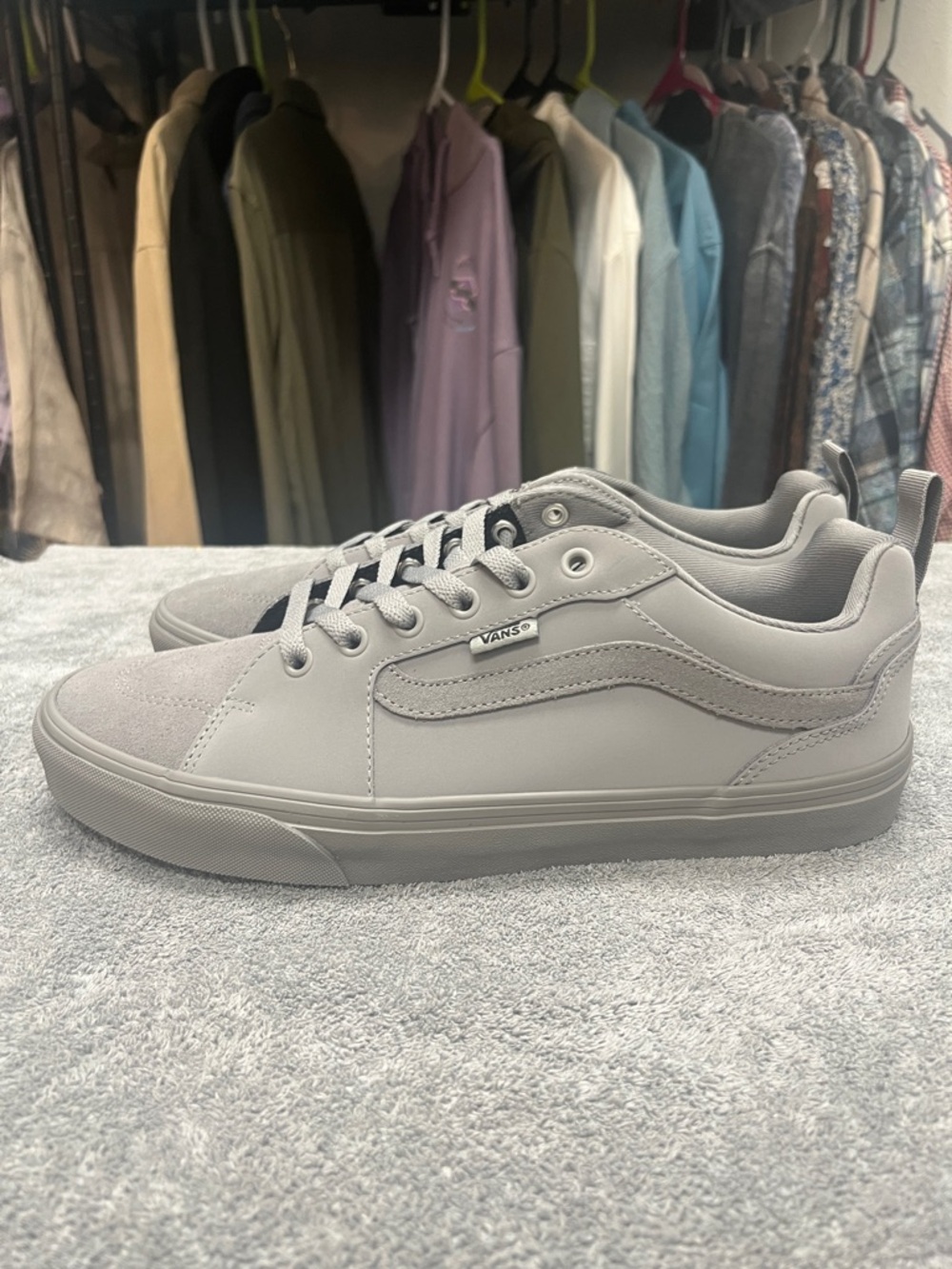 Vans Filmore Leather Sneakers with Suede Toes Mono Frost Gray.